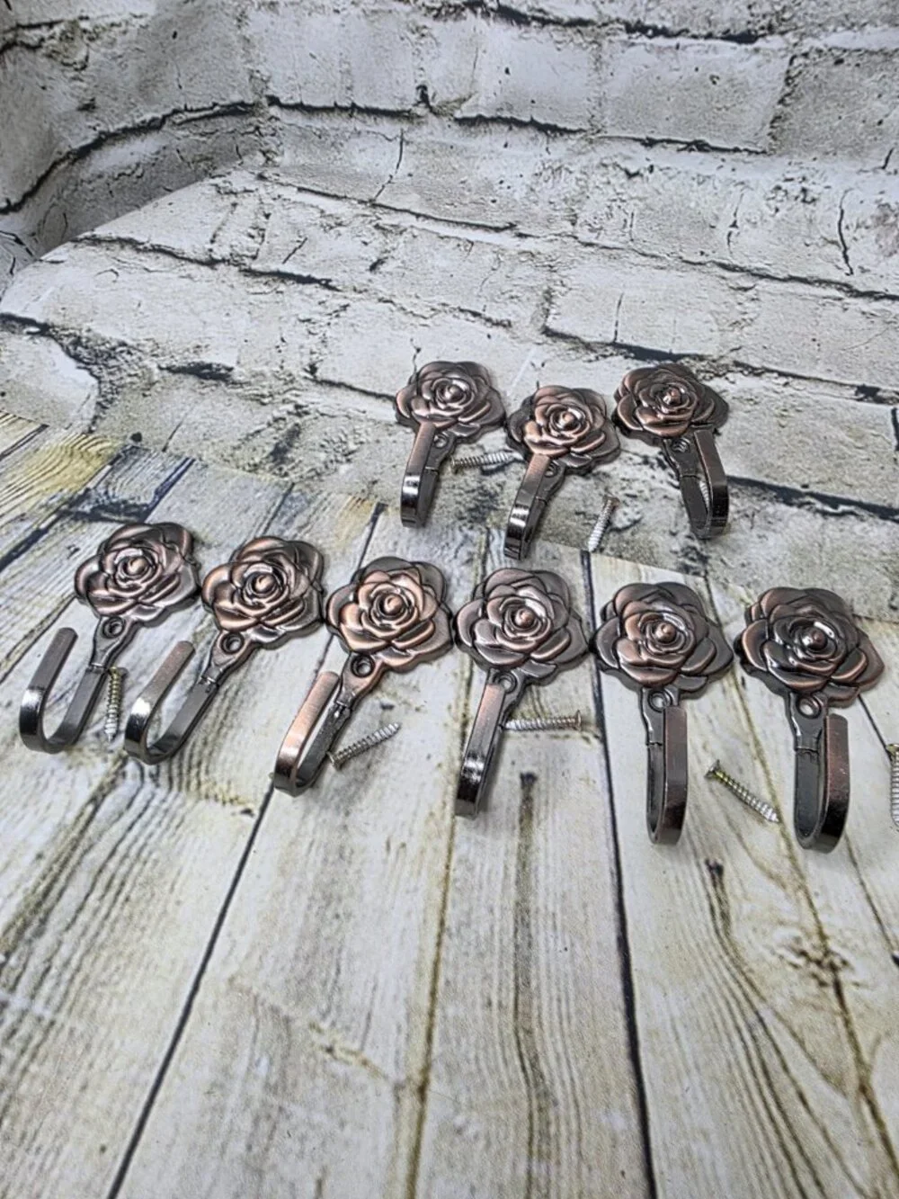 9 Metal Rose Flower Tiebacks Fasteners Hooks For Clothes Keys Jewelry Etc